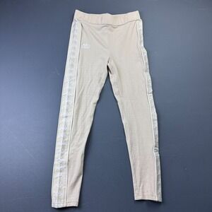 Kappa Leggings Girls Large Beige Logo Tape Side Stripes Athletic Running Kids